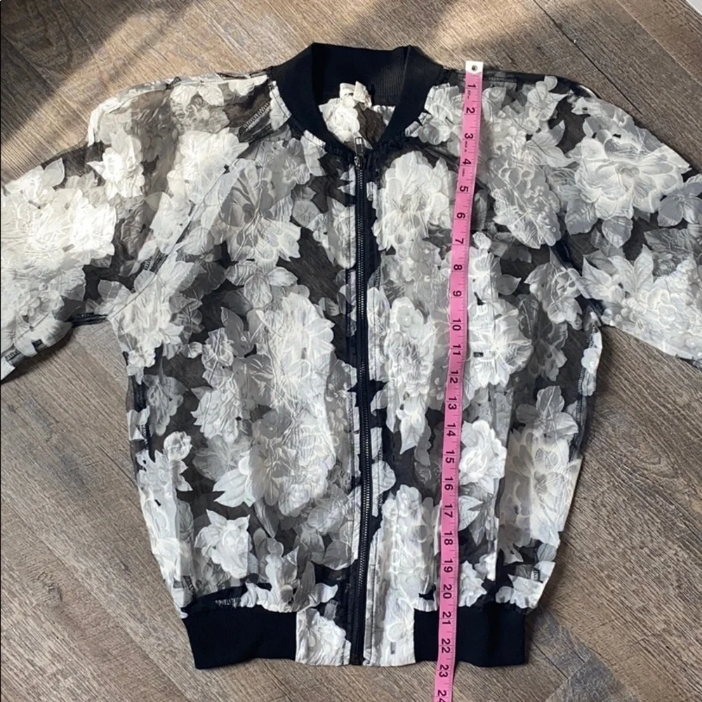 Hot & Delicious Blk Sheer Floral Bomber Small